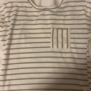 White shirt with dark green stripes